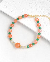 Red & Green Agate Moonstone Gold Bracelet – Courage & Healing