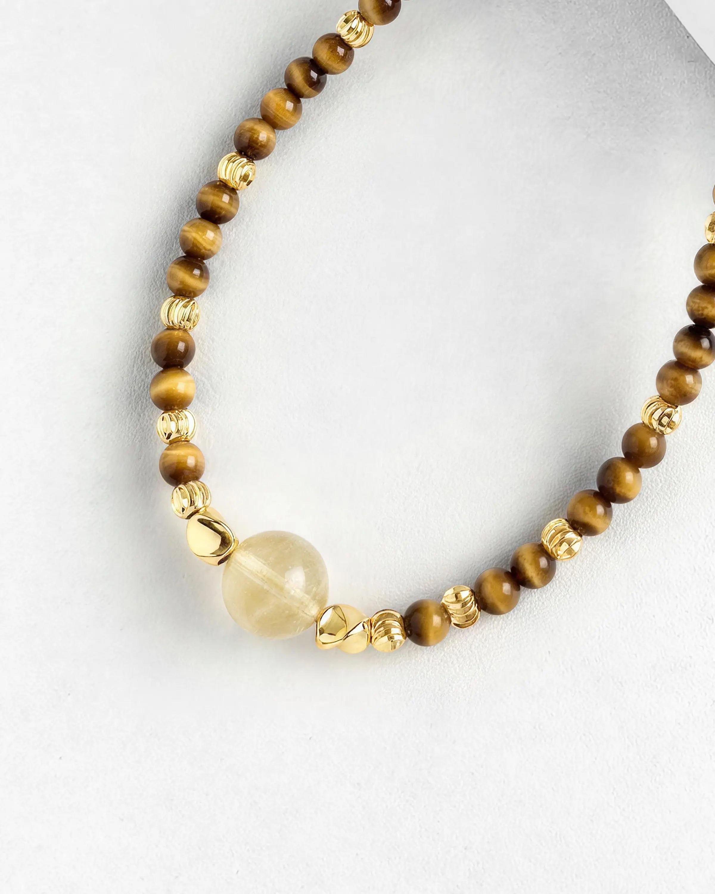 tiger's eye beaded necklace with Citrine