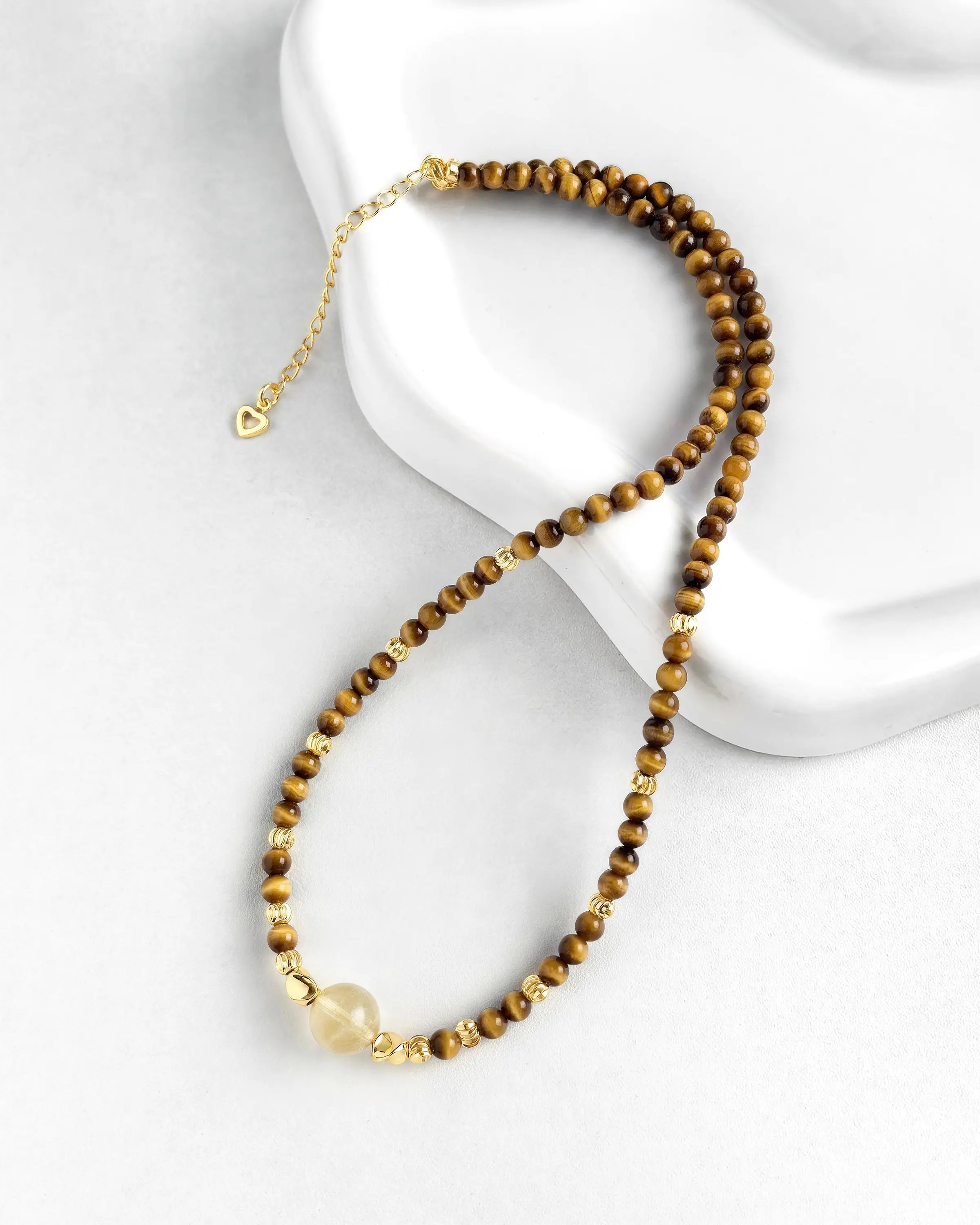 tiger's eye beaded necklace with Citrine