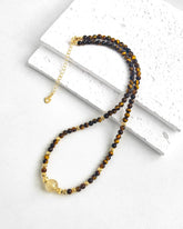 Tiger’s Eye Citrine Gold Necklace – Strength & Courage