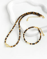Tiger's Eye Citrine Gold Necklace & Bracelet Set – Strength & Courage