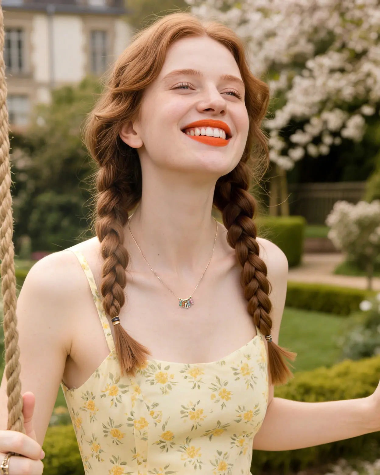 tourmaline charm necklace on the model