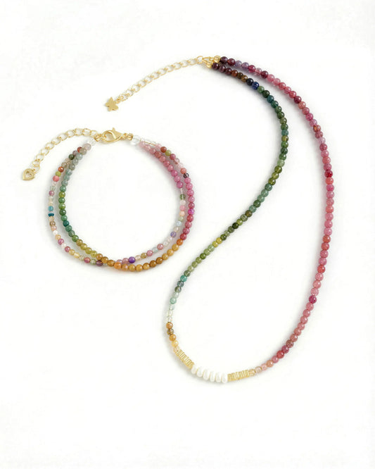 tourmaline double strand bracelet and necklace set