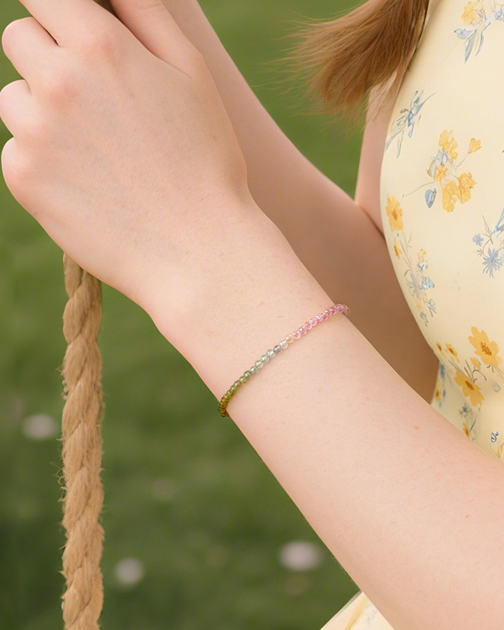 Pink Tourmaline 18K Gold Plated Bracelet