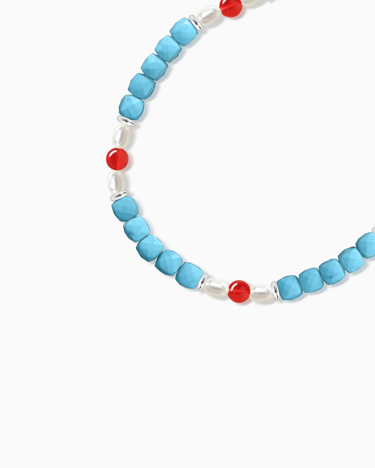 Turquoise Red Agate 18K Gold Plated Beaded Bracelet