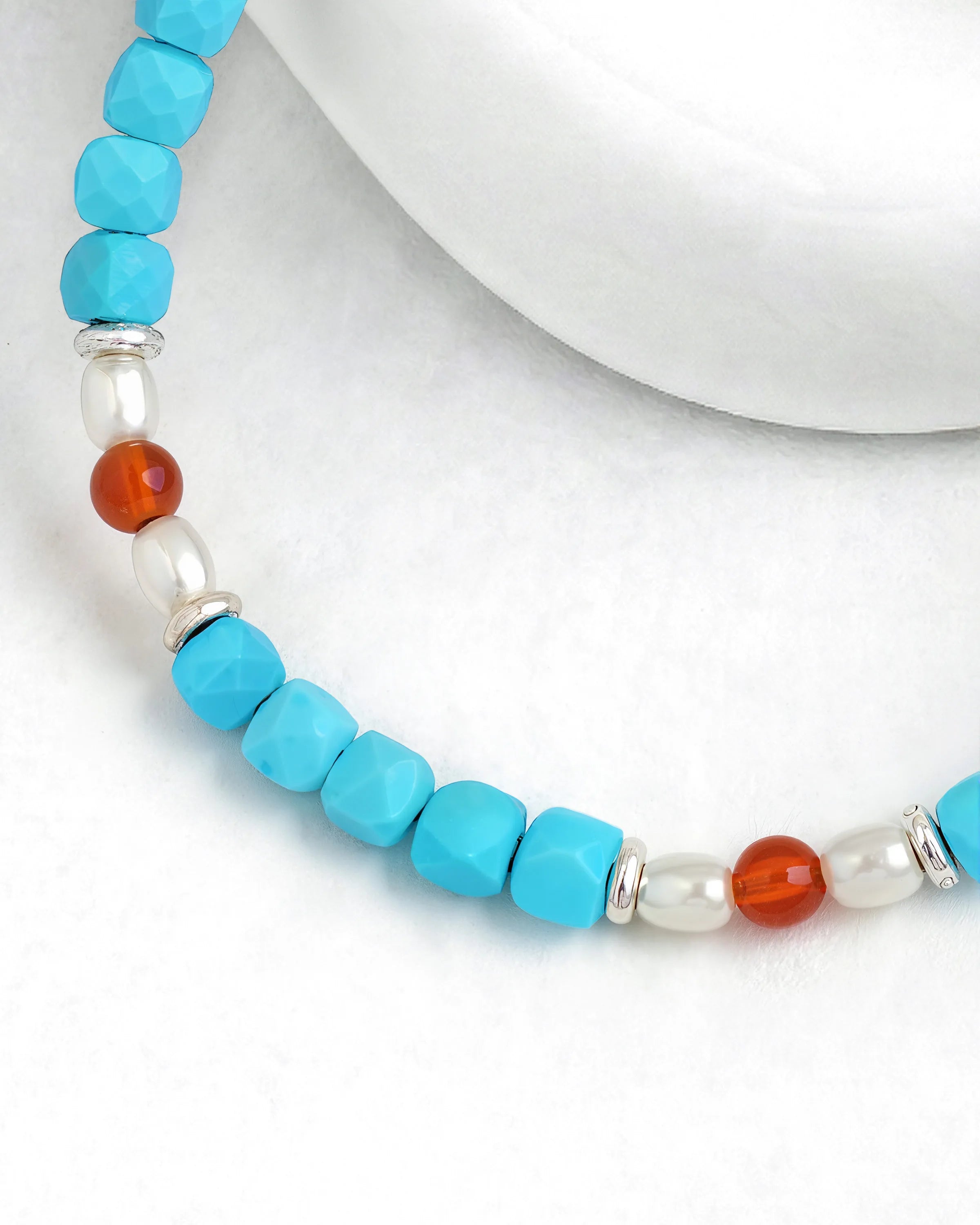 Turquoise Red Agate 18K Gold Plated Beaded Bracelet