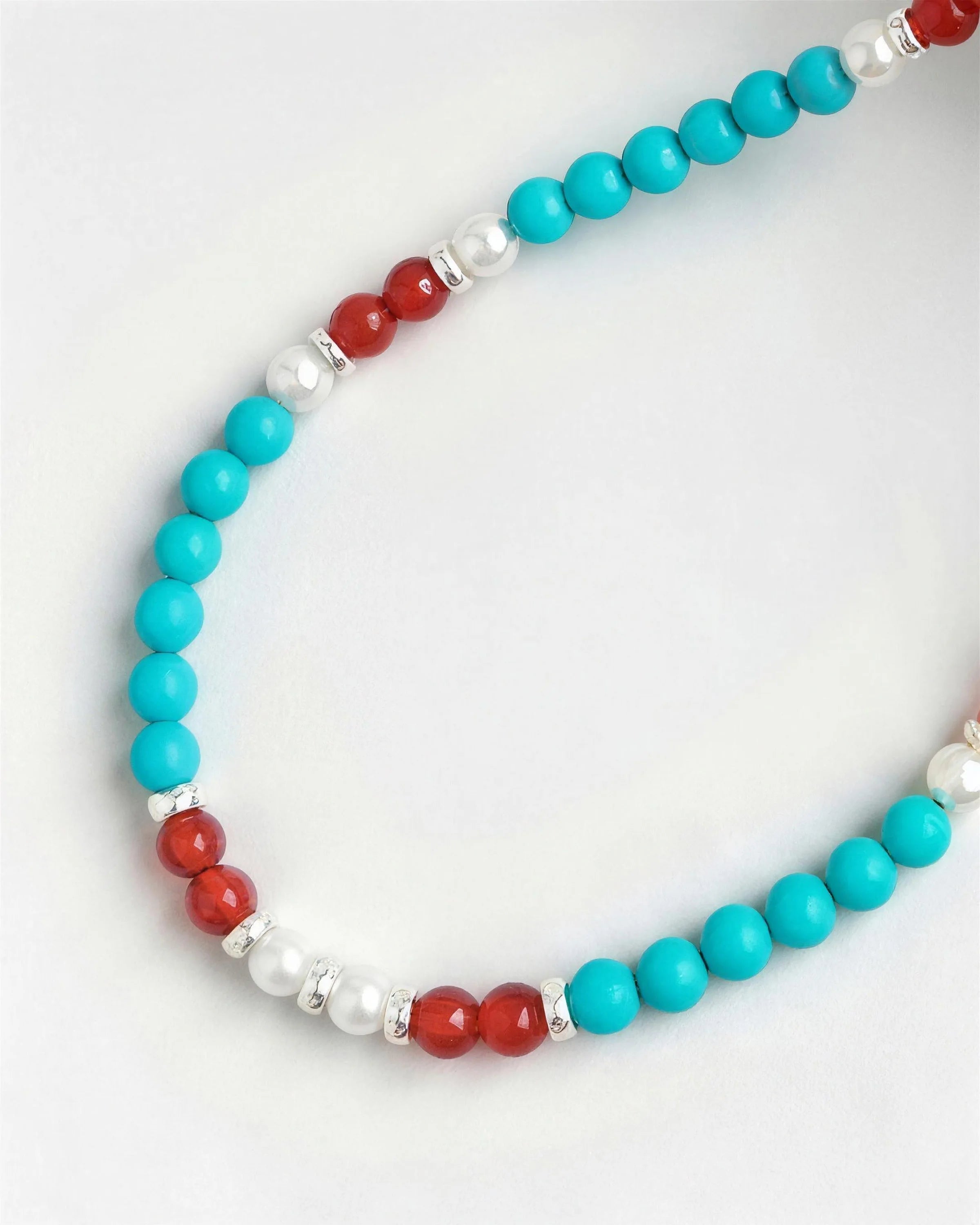 turquoise beaded necklace detail