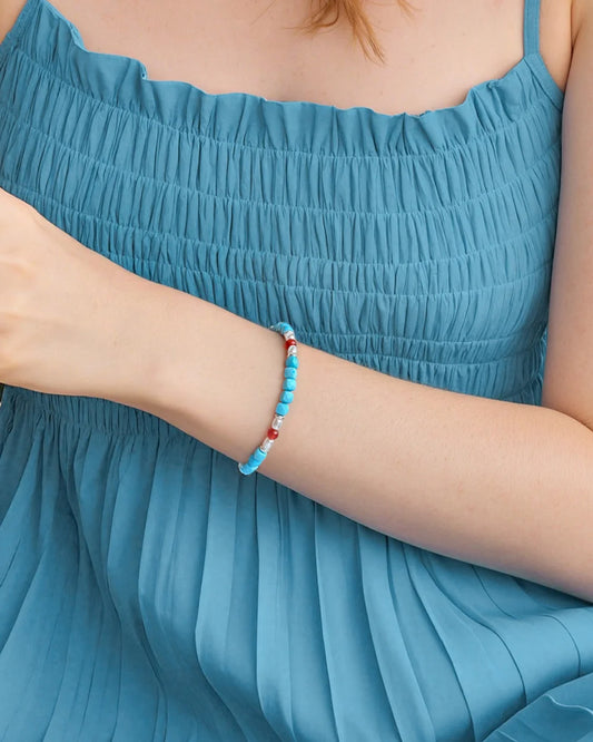 turquoise cube beaded bracelet – december gemstone jewelry