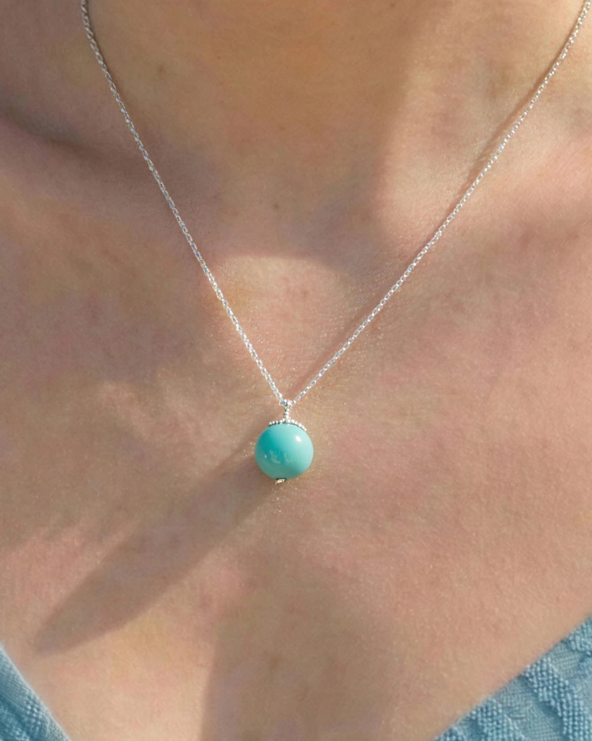 turquoise pendant necklace 10mm