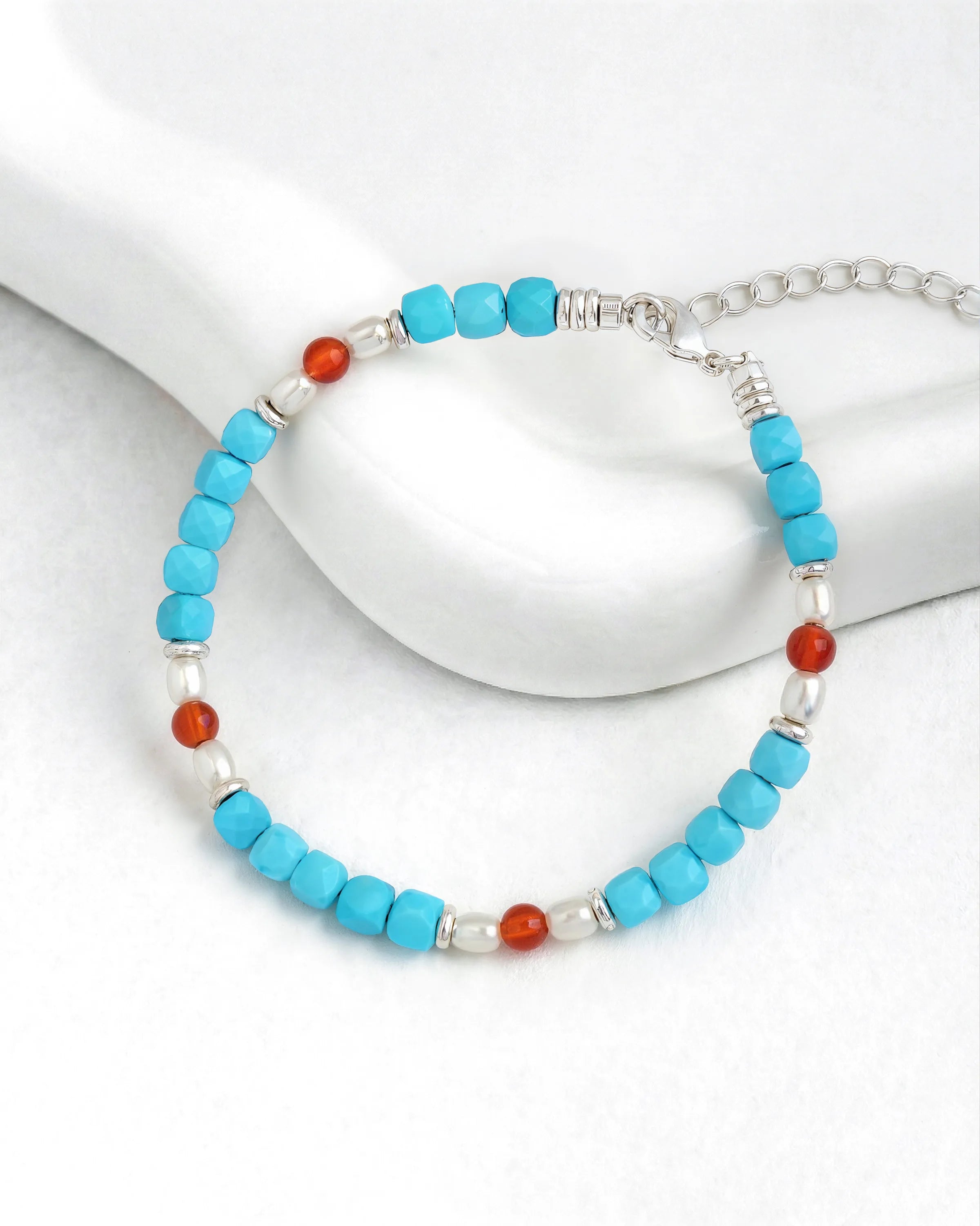 turquoise red agate bracelet