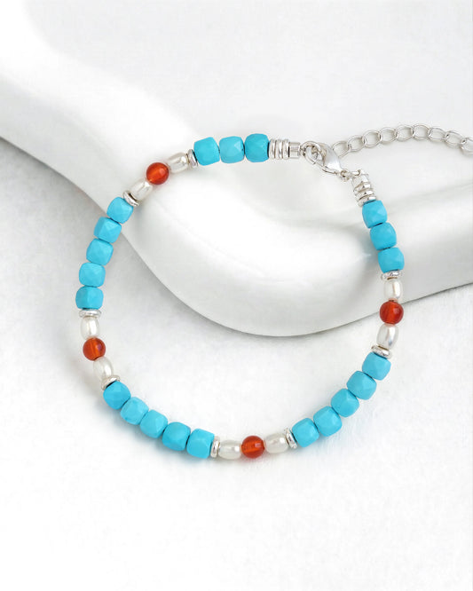 turquoise red agate bracelet