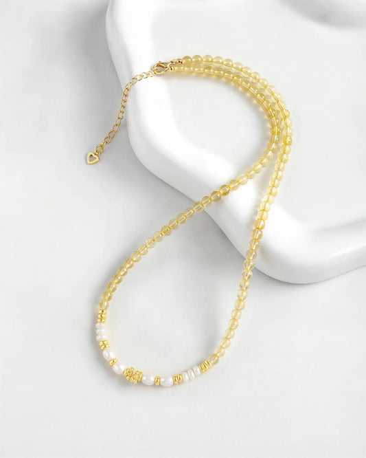 yellow citrine beaded necklace