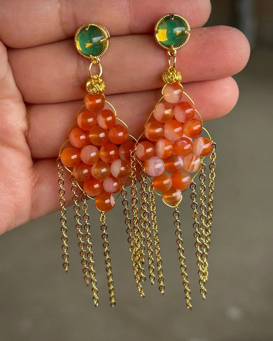 レッドアゲート 14Kゴールドメッキイヤリング – 勇気と守護