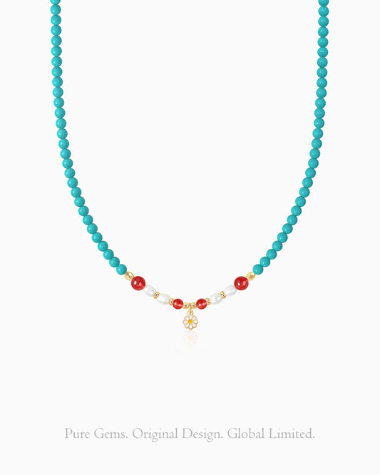 Turquoise Red Agate Gold Plated Sterling Silver Necklace – Intuition & Protection
