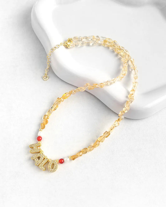 Citrine Red Agate Gold Necklace – Energy & Courage