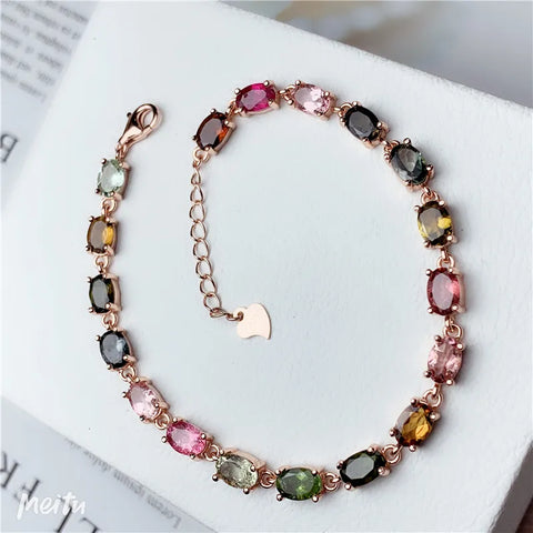 925 Silver Natural Tourmaline Bracelet