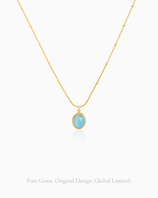 Aquamarine 14K Gold Plated Pendant Necklace