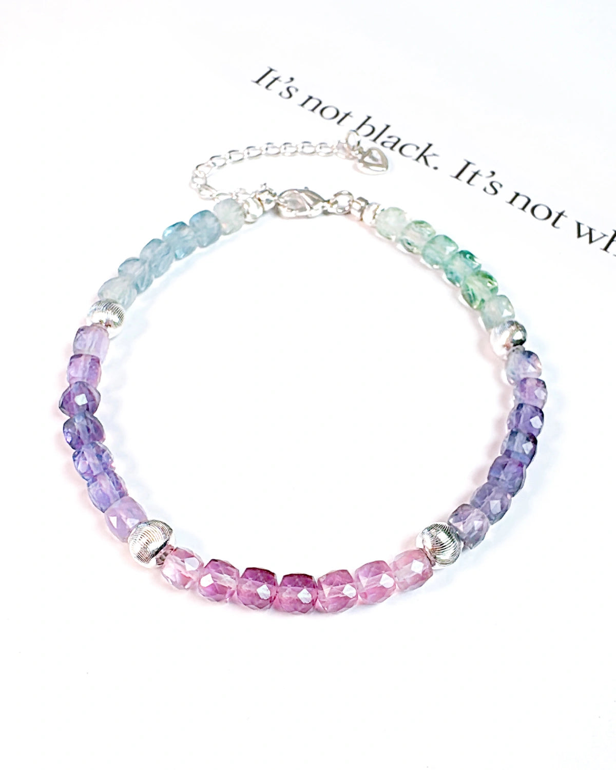 Fluorite Rainbow 14K Gold Plated Beaded Bracelet 