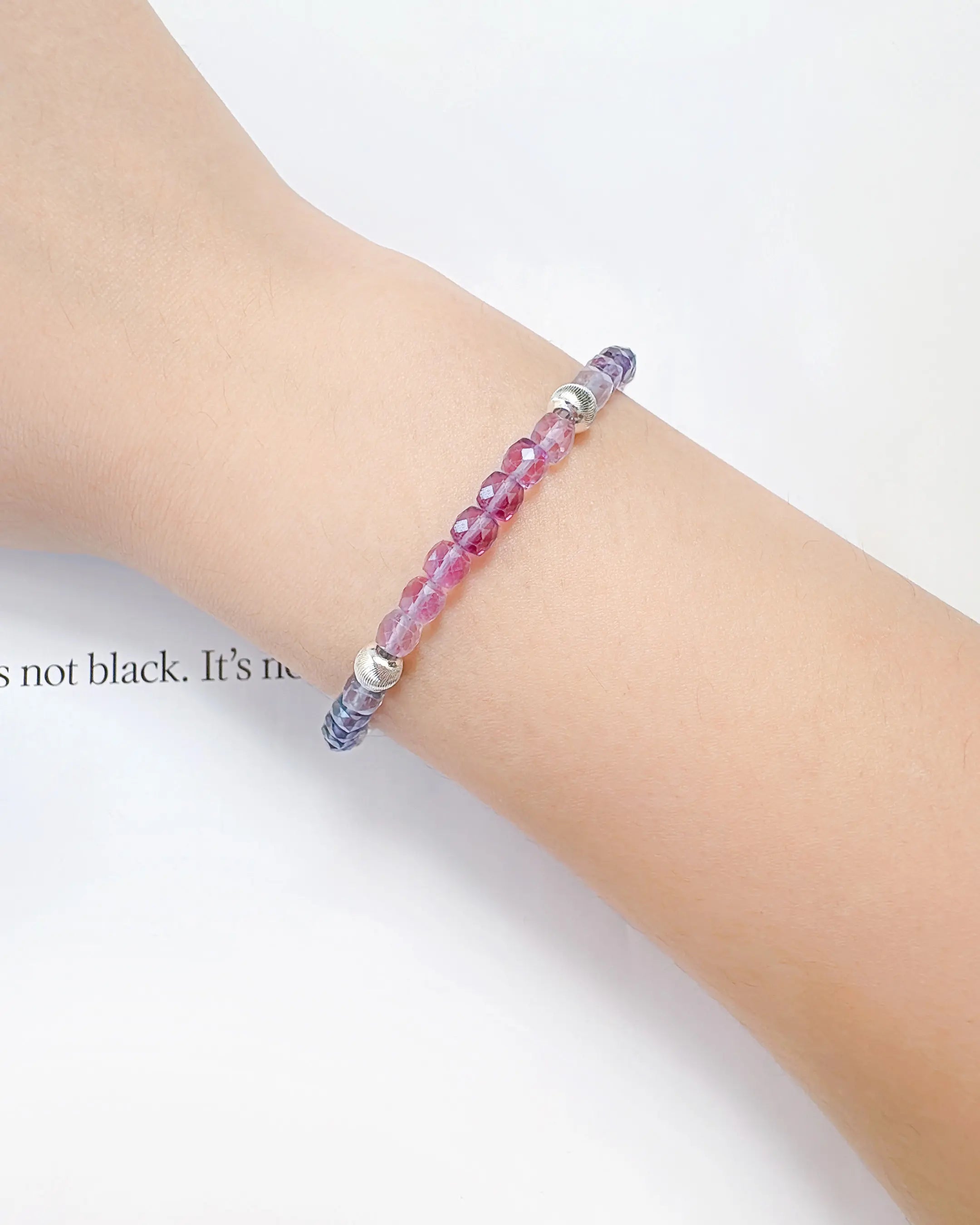Fluorite Rainbow 14K Gold Plated Beaded Bracelet 