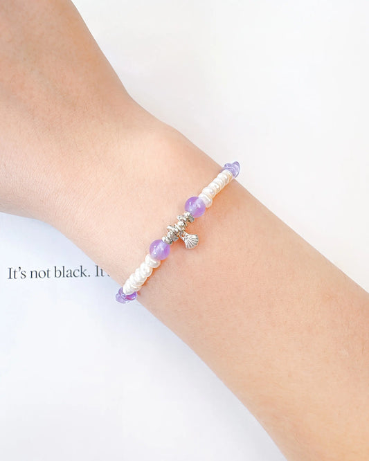 Amethyst Pearl 925 Sterling Silver Irregular Bracelet – Clarity & Intuition