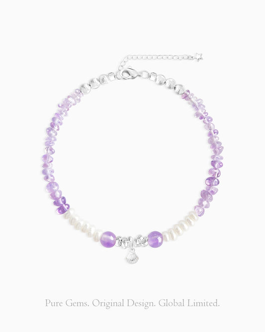 Amethyst Pearl 925 Sterling Silver Irregular Bracelet – Clarity & Intuition