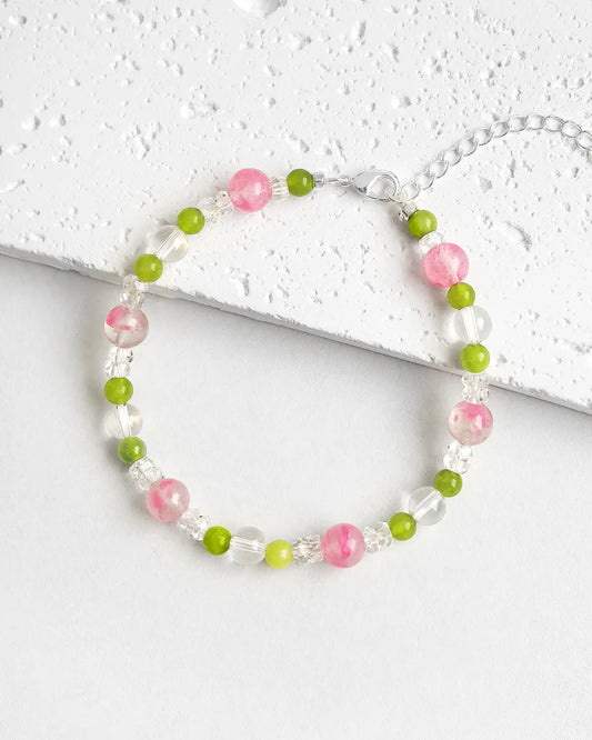 Peridot Clear Quartz Silver Bracelet – Renewal & Growth
