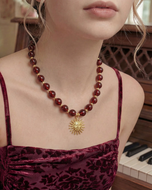 Garnet Sun Gold Necklace – Vitality & Courage