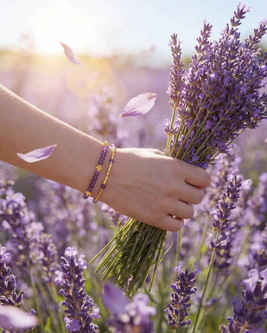amethyst Gold Floral pre-layered bracelet
