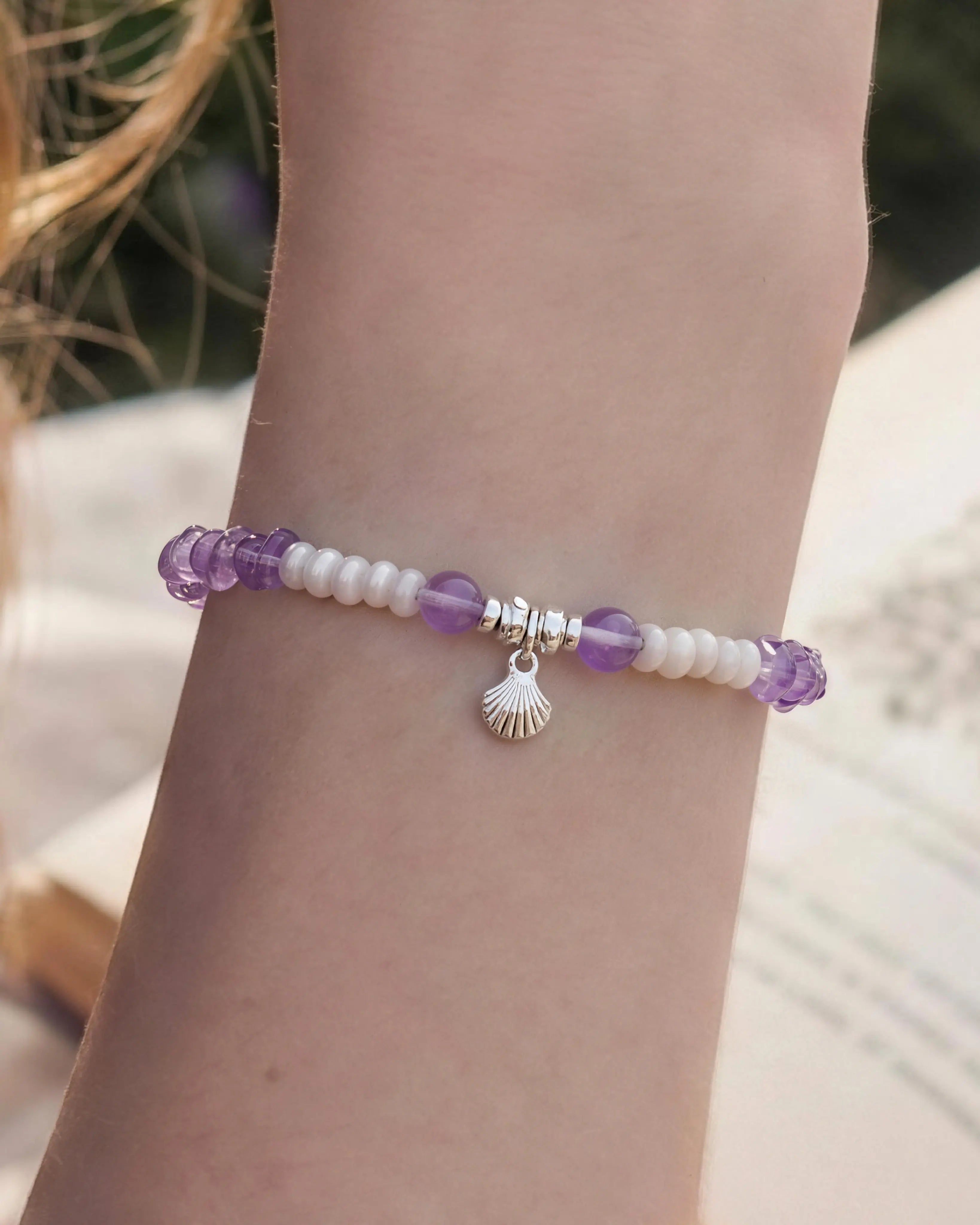 Amethyst Pearl Sterling Silver Irregular Bracelet