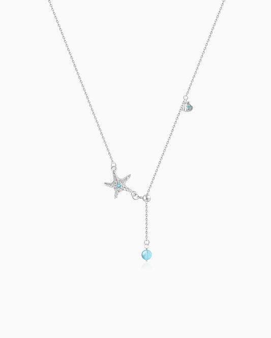 Aquamarine Bead 999 Fine Silver Necklace
