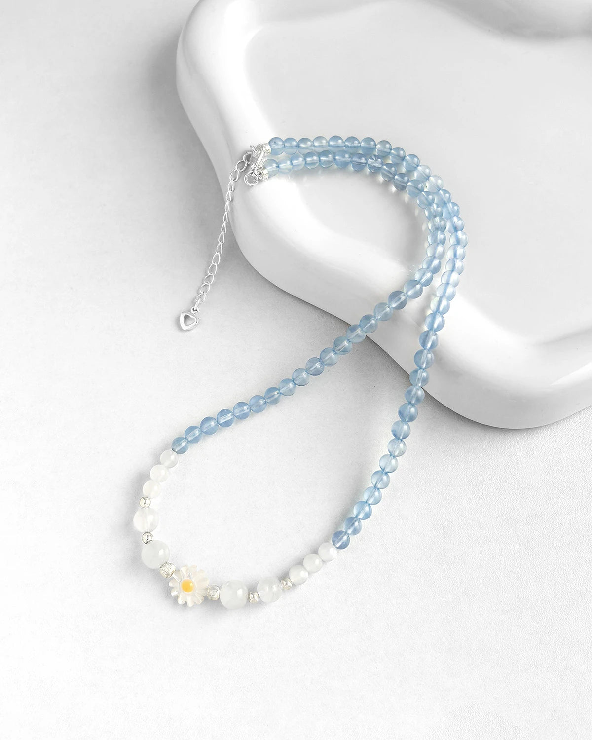 Aquamarine Moonstone Silver Necklace – Harmony & Intuition