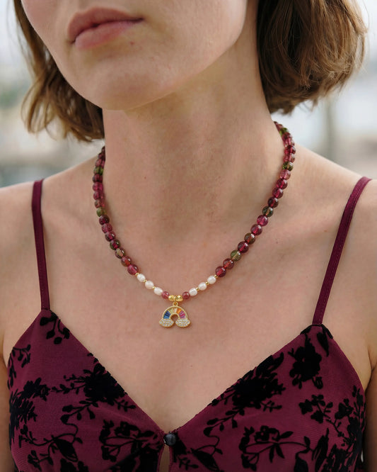Candy Fluorite Rainbow Gold Necklace – Freedom & Possibility