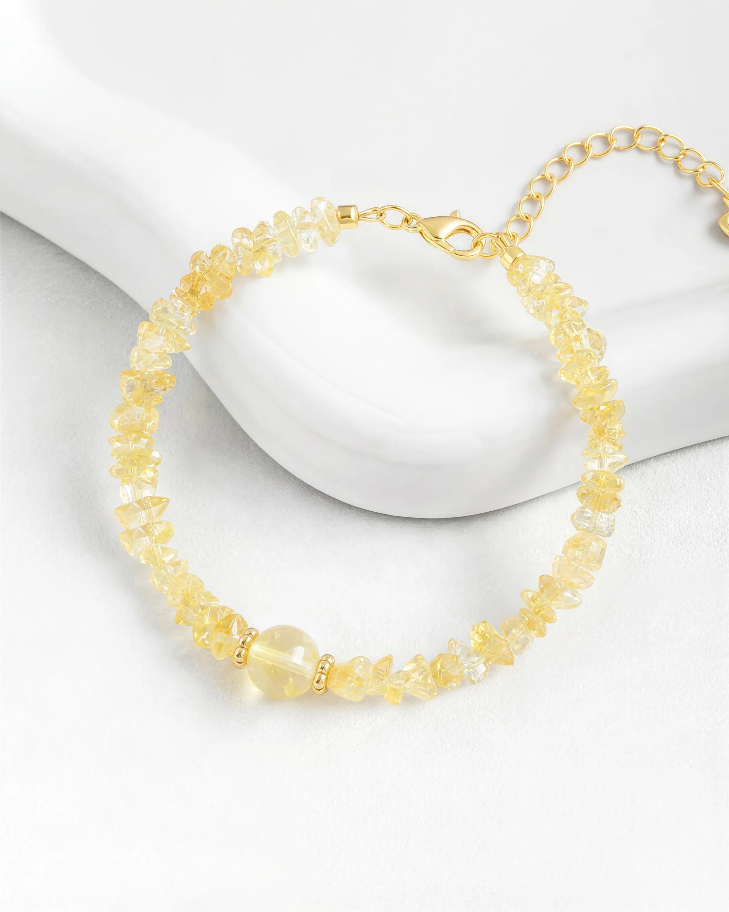 Citrine Freeform Chips Focal Gold Bracelet