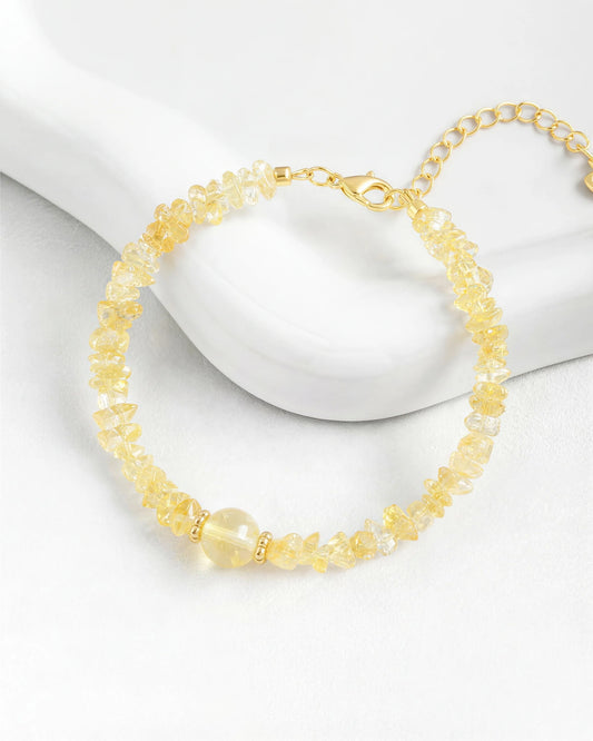 Citrine Freeform Chips Focal Gold Bracelet