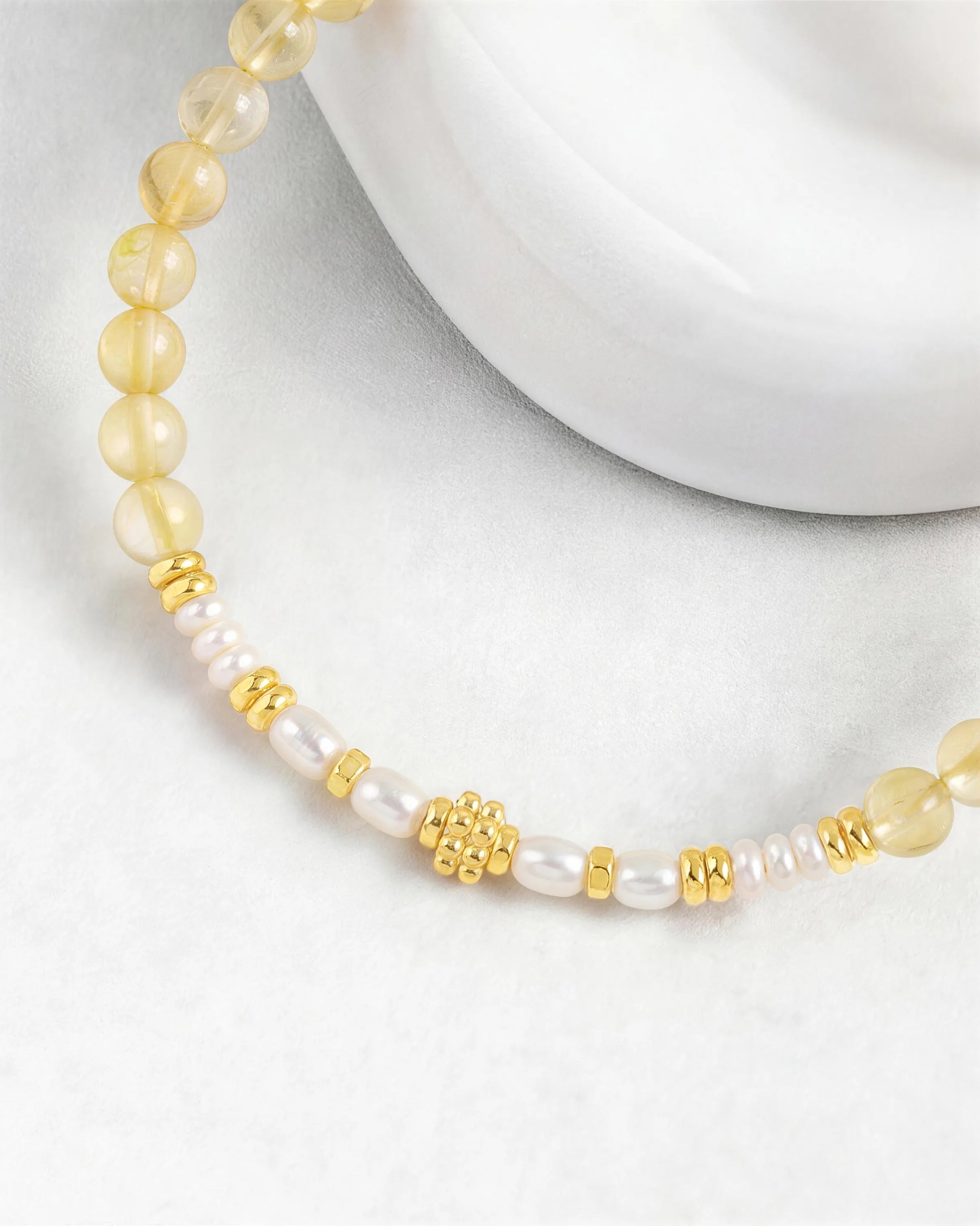 Citrine Pearl Gold Bracelet