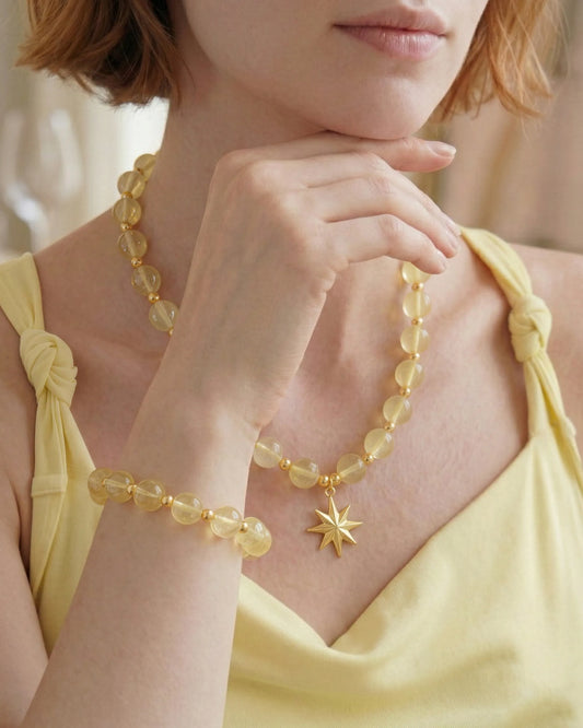Citrine Star Gold Necklace & Bracelet Set – Joy & Sunshine