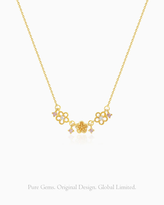 フローラル 14K ゴールドメッキ スターリングシルバー ネックレス – 愛と恵み