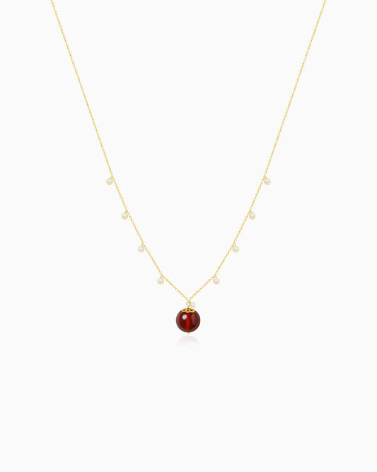 Garnet Orbit Gold Necklace – Vitality & Courage