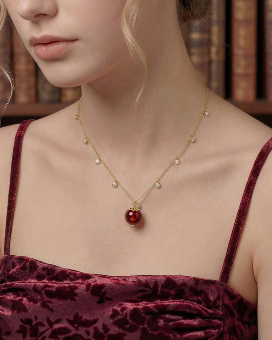 Garnet Orbit Gold Necklace – Vitality & Courage
