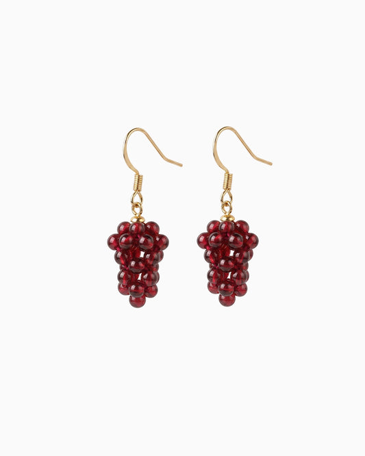 Garnet Grape Gold Earrings