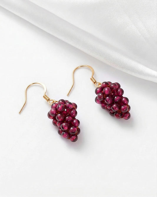 Garnet Grape Gold Earrings