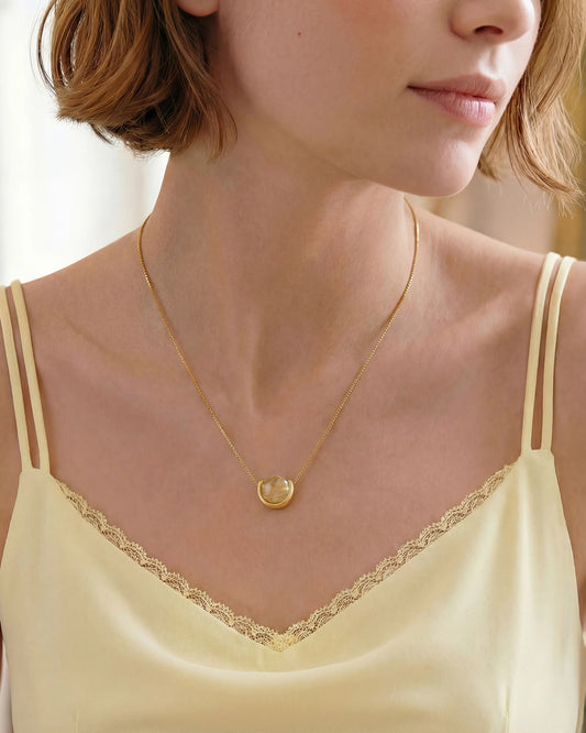 Golden Rutilated Quartz U-Shape Gold Necklace – Sunshine & Optimism
