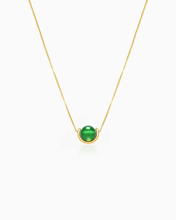Green Agate U-Shape Gold Necklace – Renewal & Harmony