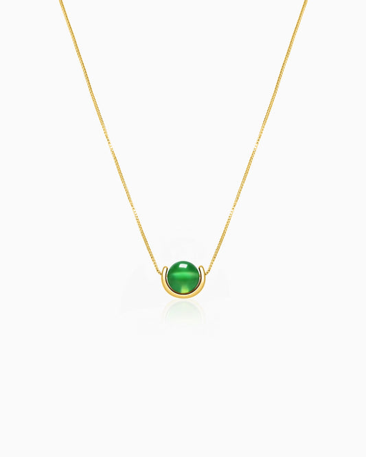 Green Agate U-Shape Gold Necklace – Renewal & Harmony
