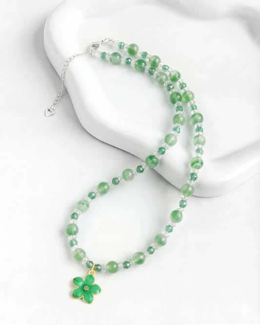 Green Jade Sakura Gold Necklace – Balance & Renewal