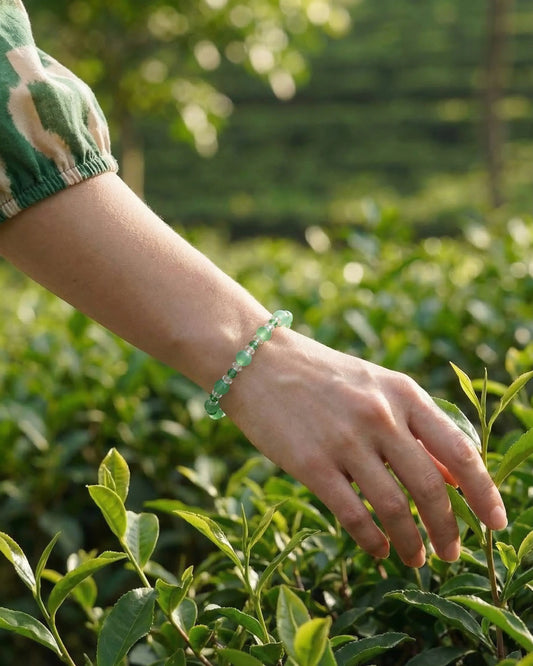 Green Jade & Clear Quartz Silver Bracelet – Balance & Renewal