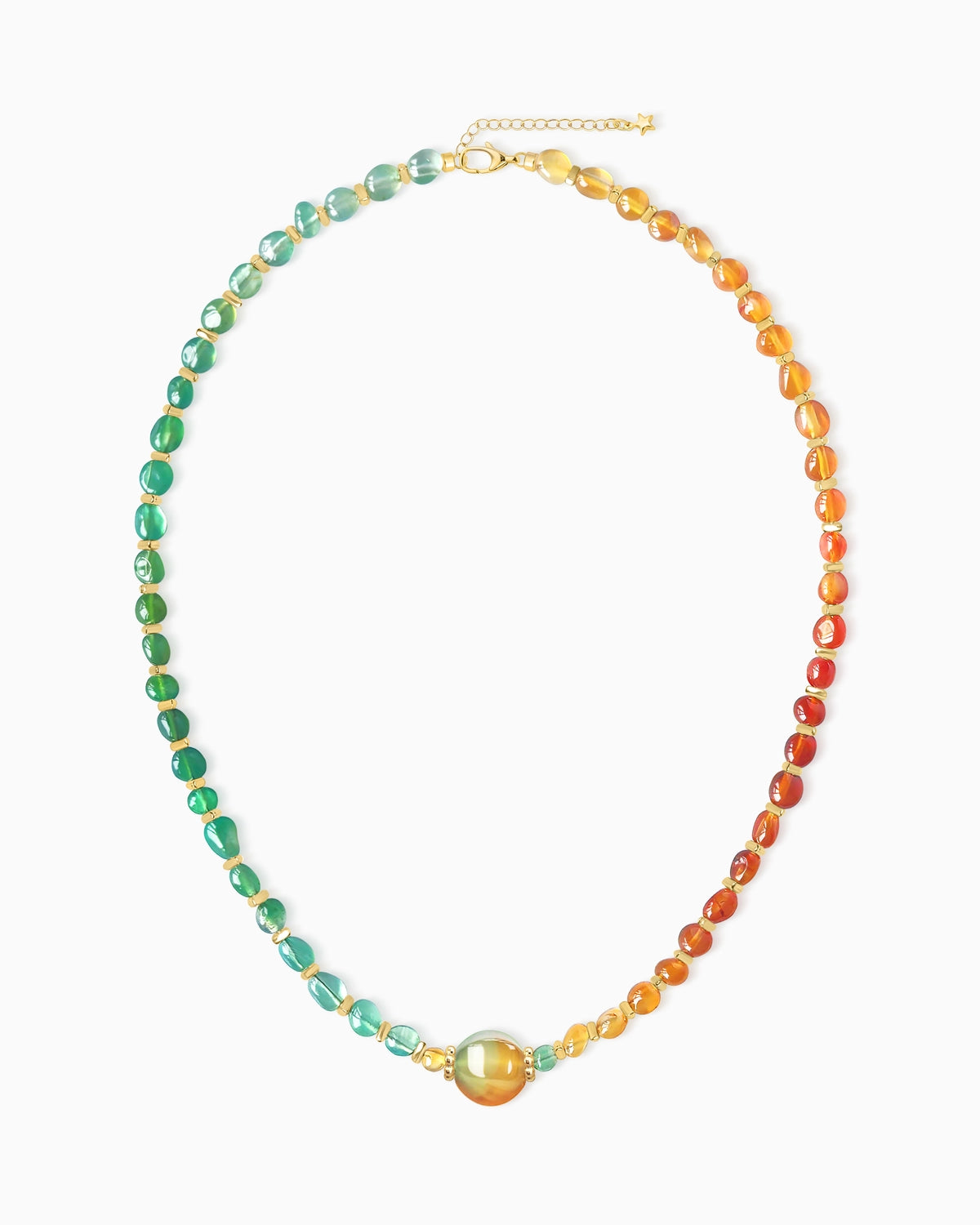 green agate and red agate irregular beaded necklace
