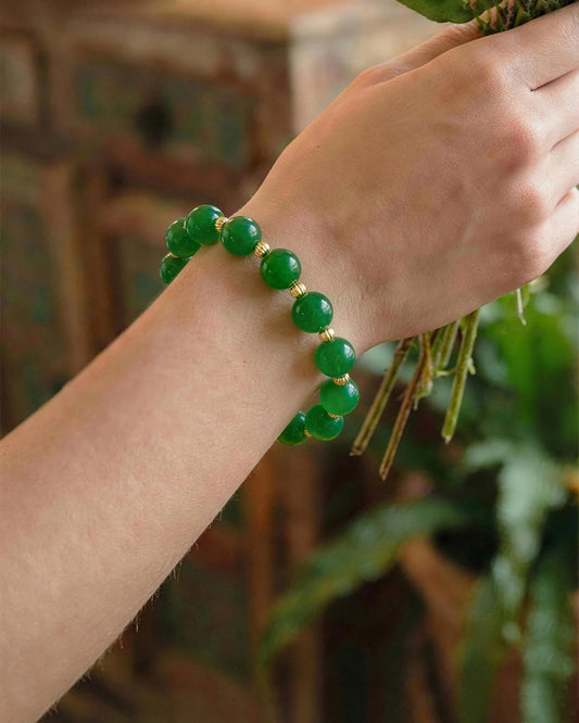 Green Agate Gold Bracelet – Balance & Harmony