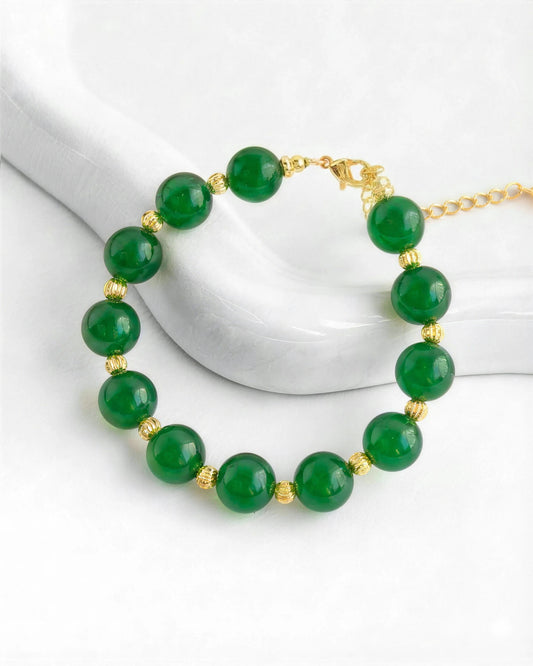 Green Agate Gold Bracelet – Balance & Harmony