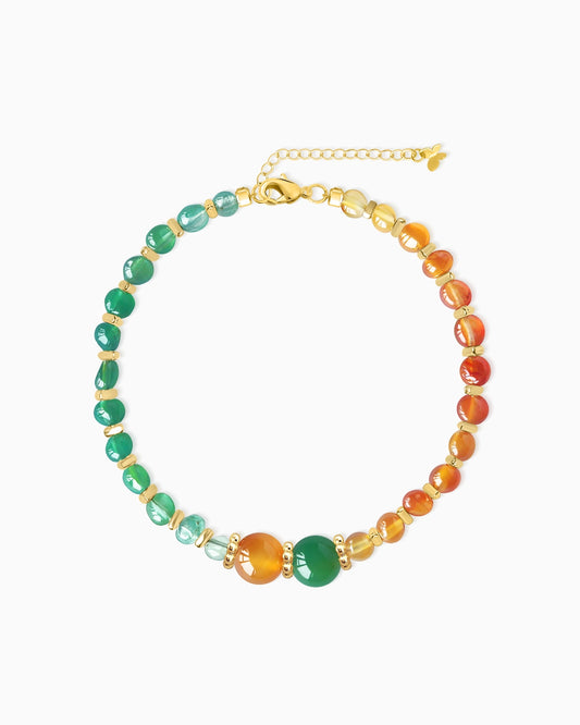 green agate and red agate irregular beaed bracelet